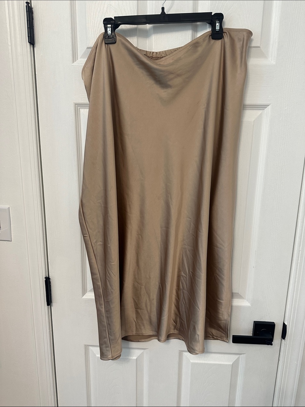 Women's Satin Bias Midi Skirt - Taupe- worn once